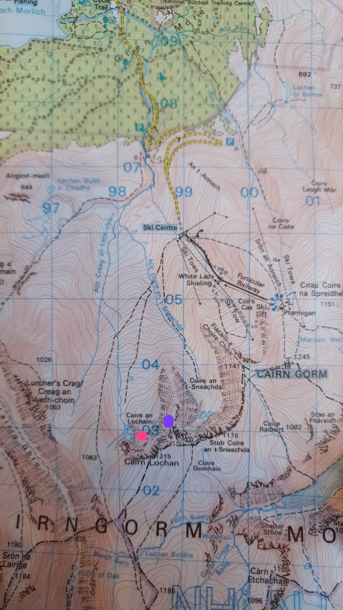 3. Map of the area - Pink area we approached from, Purple approximate position #2 was taken from.